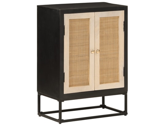 VIDAXL - Armoire de rangement Buffet noir 55x30x76 cm bois massif de manguier et fer