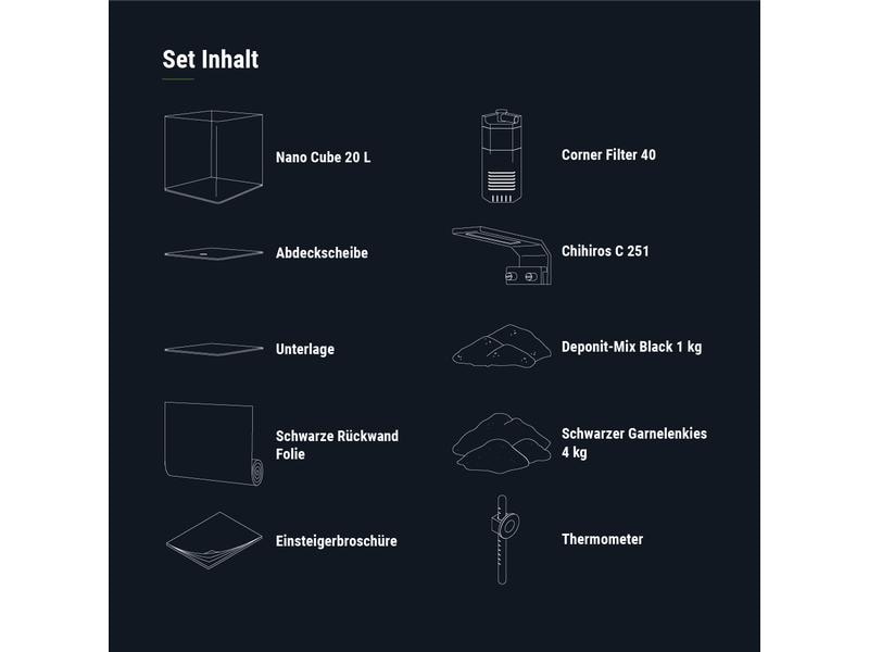 Dennerle Aquarium Nano Cube Complete, 20 l Mini Aquarium Komplettset