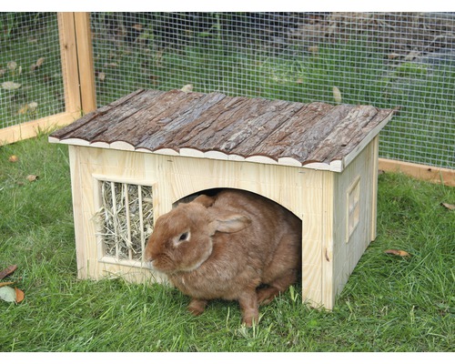 Knaagdierenhuis Nature met hooiruif 54 x 41 x 30 cm