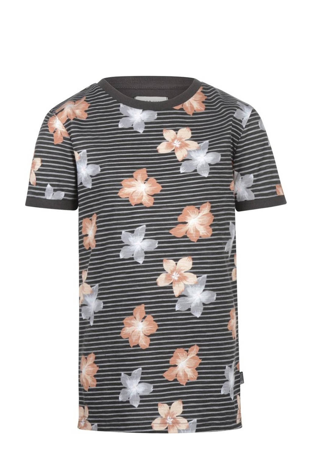 No Way Monday T-shirt met all over print donkergrijs/multicolor