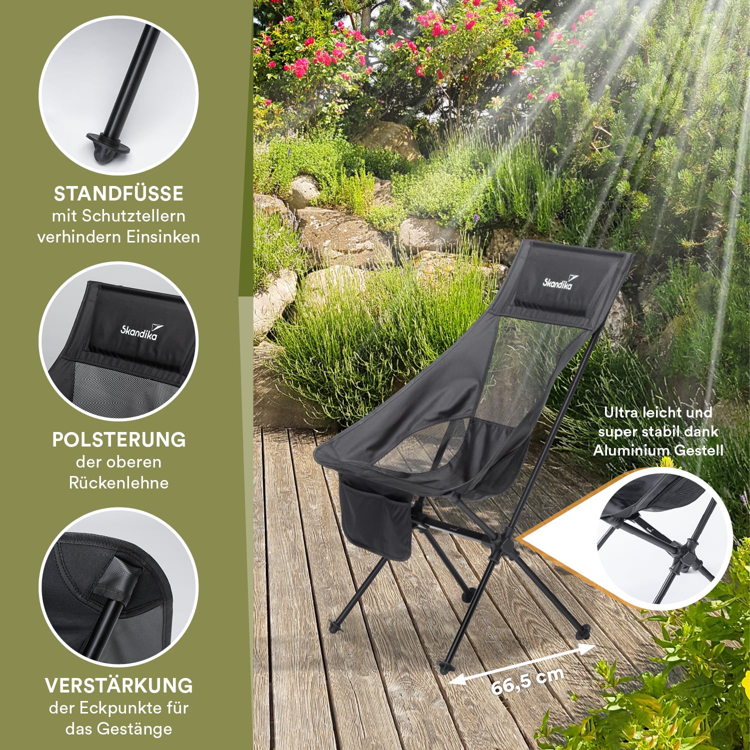 Skandika Compact Campingstoel - Black