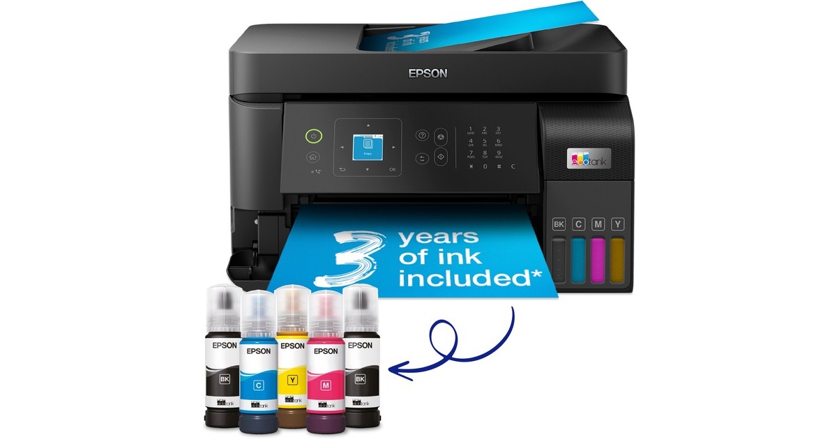 EpsonEcoTank ET-4810 all-in-one inkjetprinter met faxfunctie  (Zwart, USB, LAN, WLAN, scannen, kopiëren, faxen)