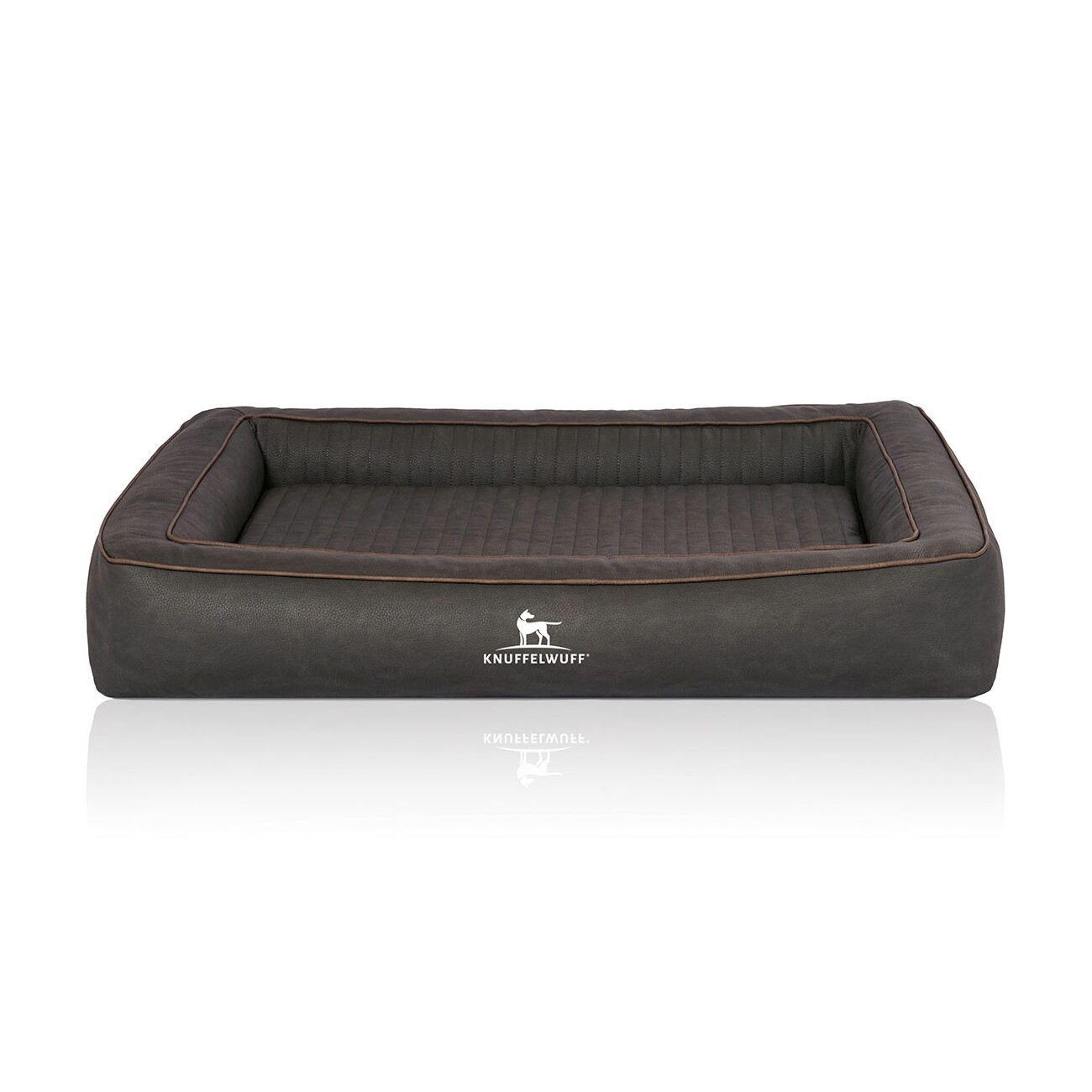 Knuffelwuff Orthopädisches Hundebett aus Laser gestepptem Kunstleder Montego schwarz M-L