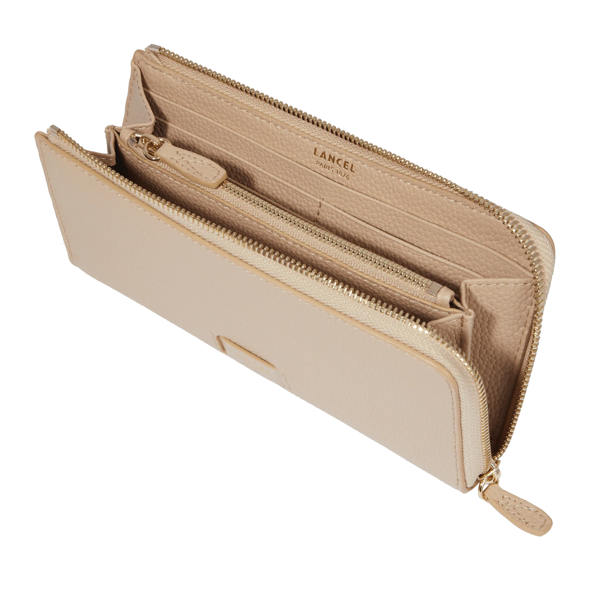Portefeuille slim zippé Ninon de Lancel-Cappuccino/Dore