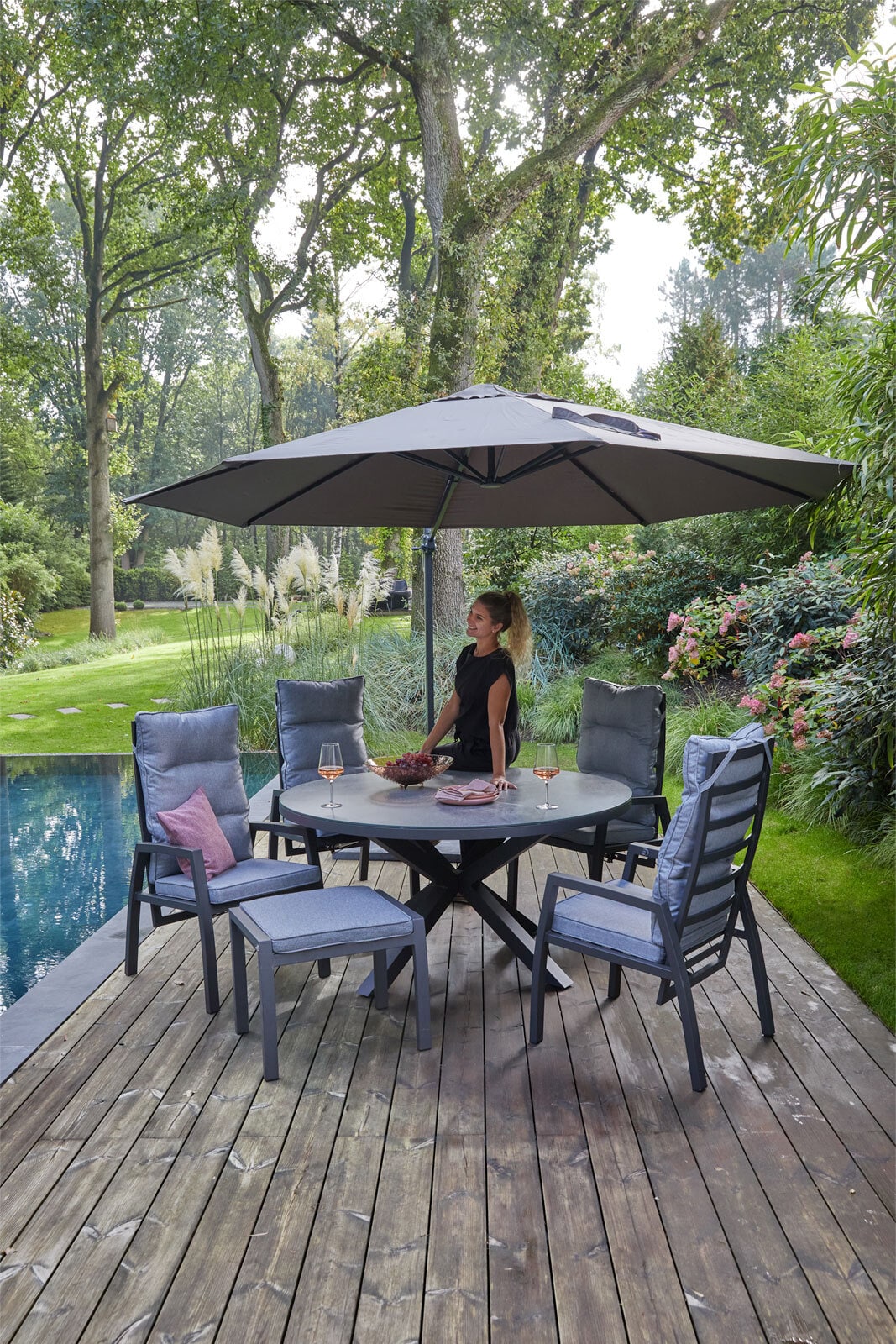 Garden FLAIR Ampelschirm NORMAN 2-teilig 350 cm anthrazit
