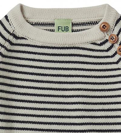FUB Bluse - Uld - Sweater - Ecru/Dark Navy