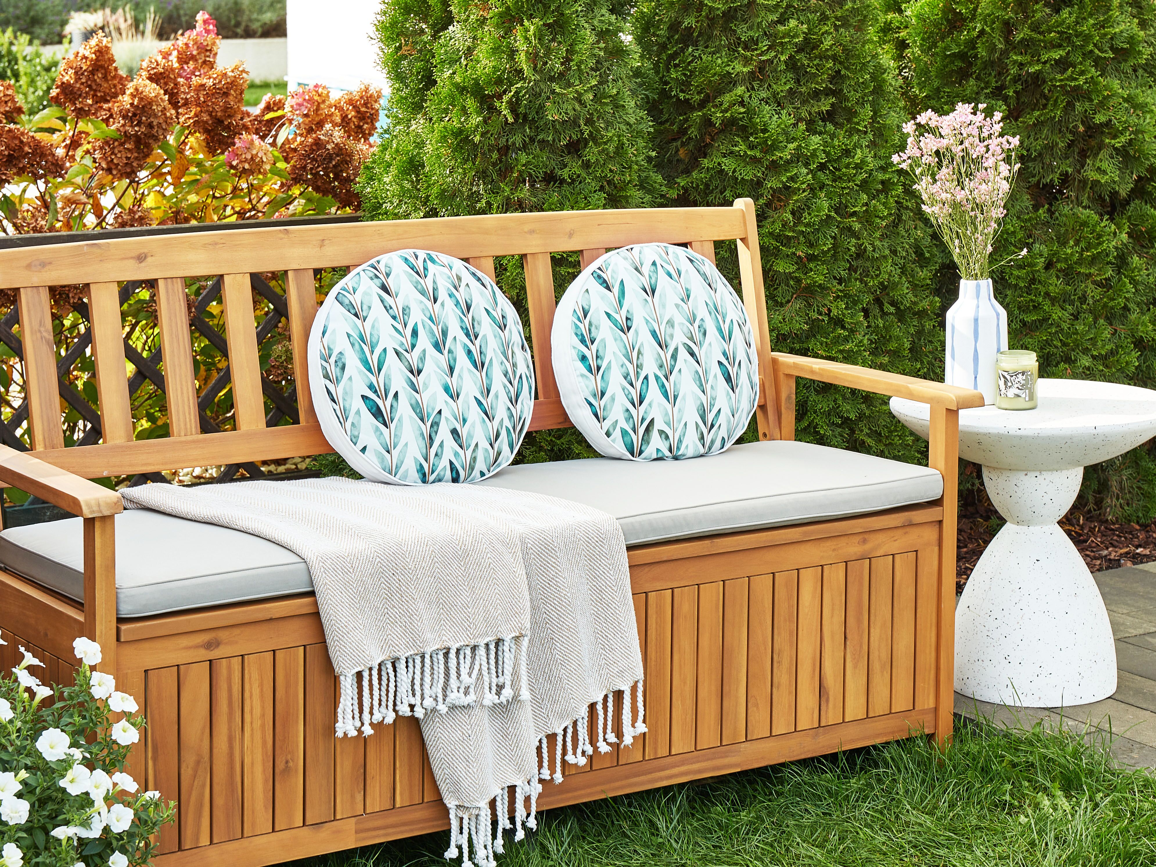 Set van 2 tuinkussens LOANO bladpatroon 40 x 40 cm Groen