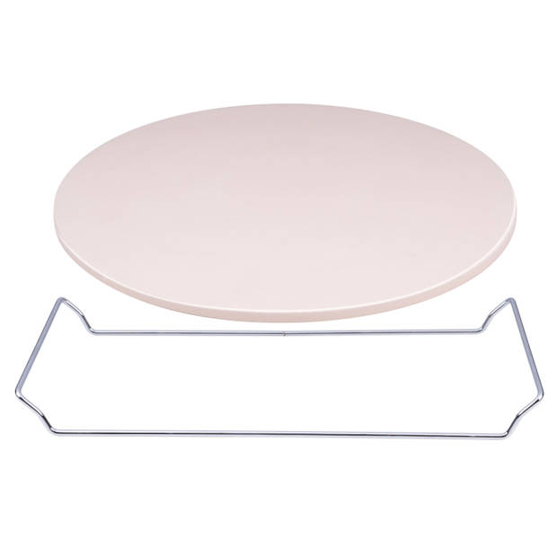 Pizzasteen BBQ - oven - rond - keramiek - 33 cm - met handvaten - Pizzaplaten
