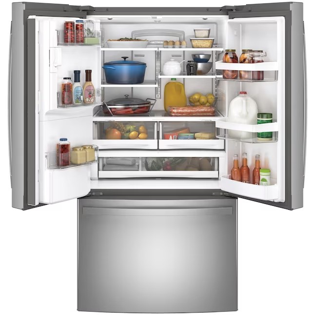 Refrigerador GE French Door de 27,7 pés cúbicos com máquina de gelo (aço inoxidável resistente a impressões digitais) ENERGY STAR