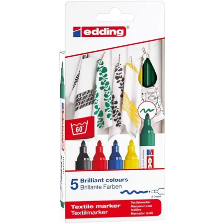 edding 4500 Textilmarker, 2-3mm, 5 Stück