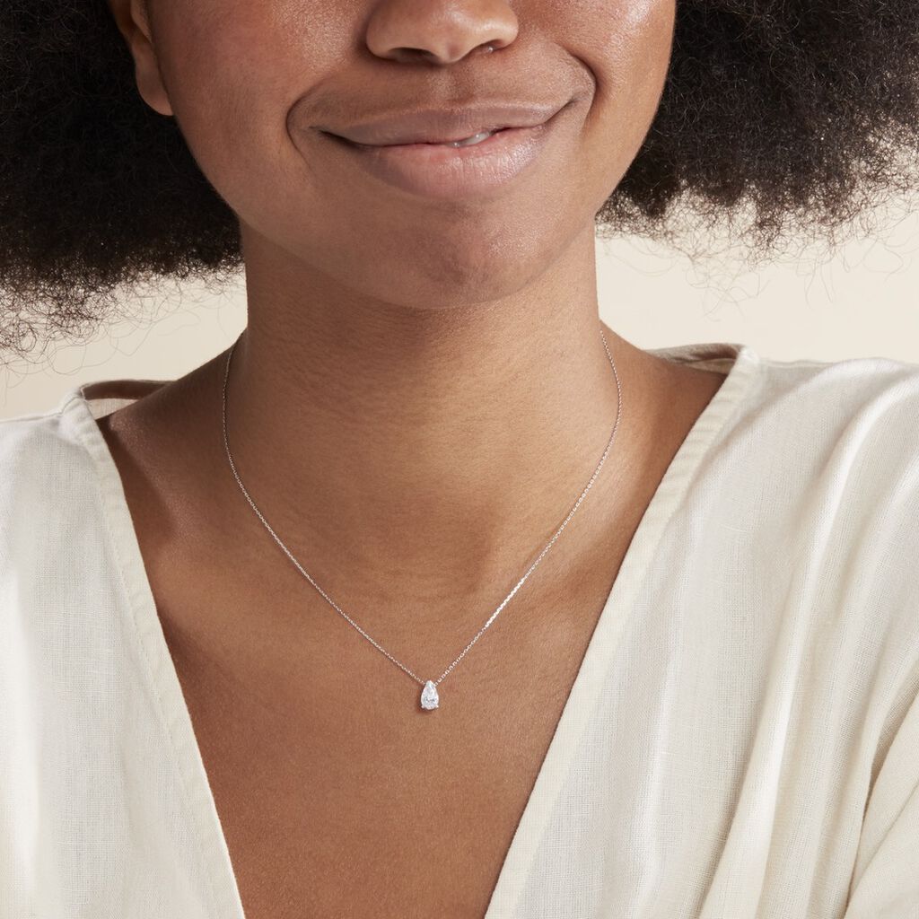 Collier Adham Or Blanc Oxyde De Zirconium