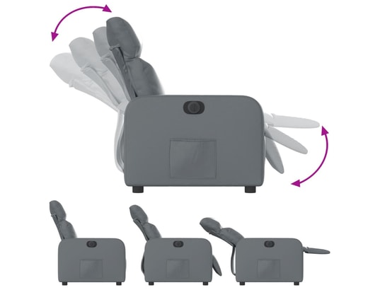VIDAXL - Fauteuil inclinable électrique gris similicuir