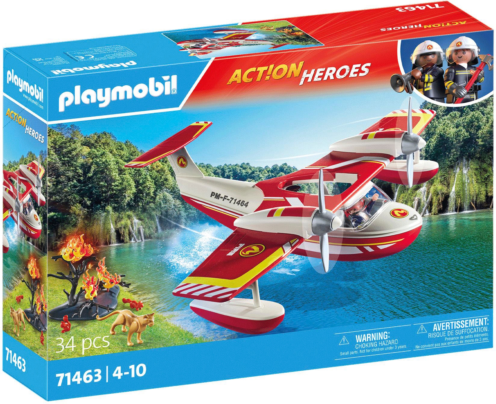Playmobil® Konstruktions-Spielset »Feuerwehrflugzeug mit Löschfunktion (71463), Action Heroes« Made in Europe