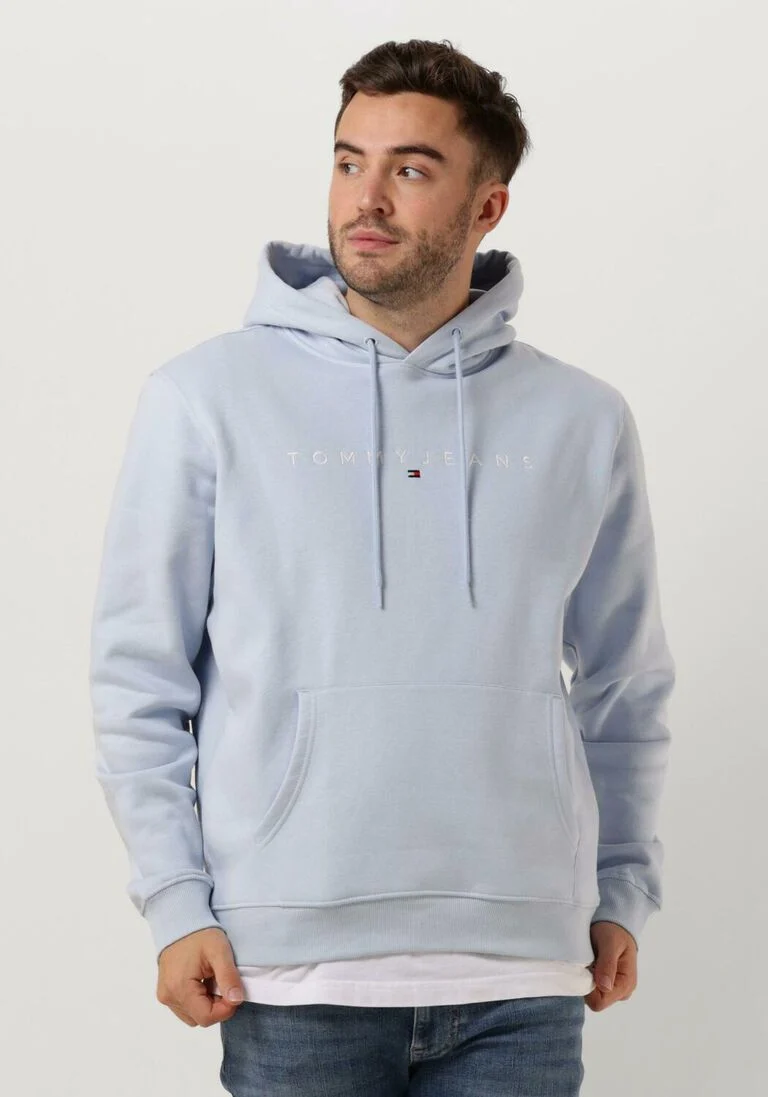 TOMMY JEANS lichtblauwe tommy jeans trui tjm reg linear logo hoodie ext