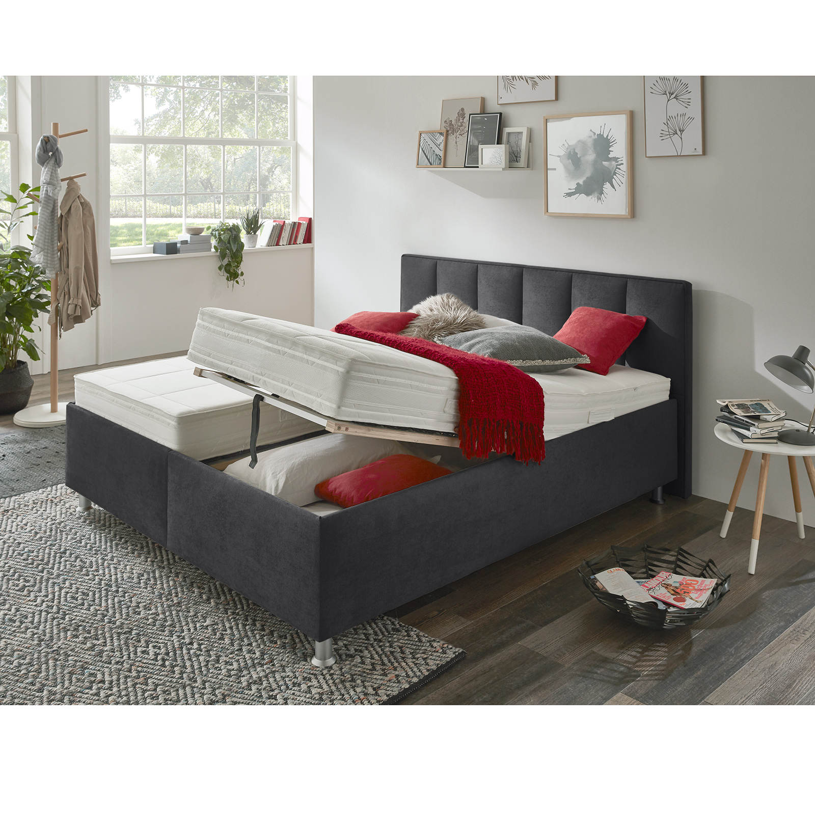 polsterpower Polsterbett - anthrazit - H2/H3 - 180x200 cm