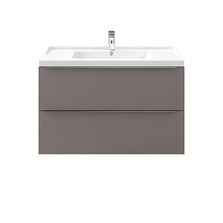 Meuble sous vasque à suspendre GoodHome Imandra gris taupé 100 cm + plan vasque Lana