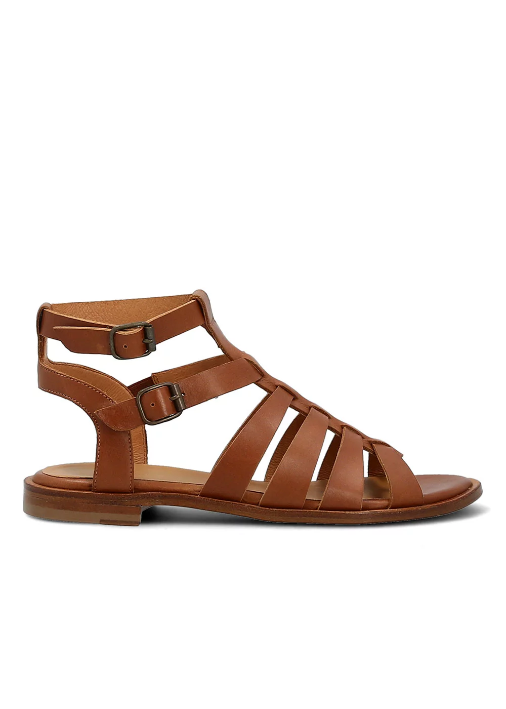 SANDALE SPARTIATE ANTOINETTE CUIR CAMEL