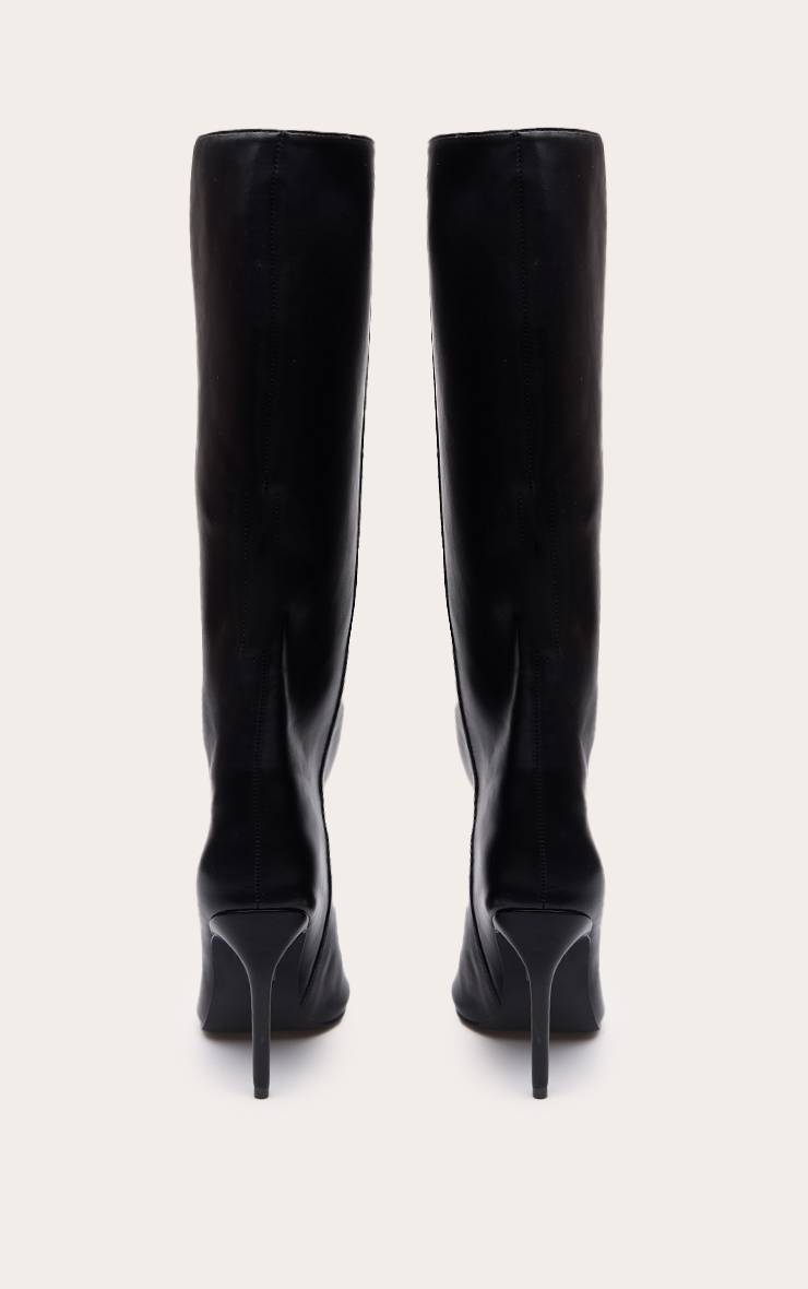 Noir Bottes Hautes À Talons Aiguilles Bout Pointu En Synthétiquecuir