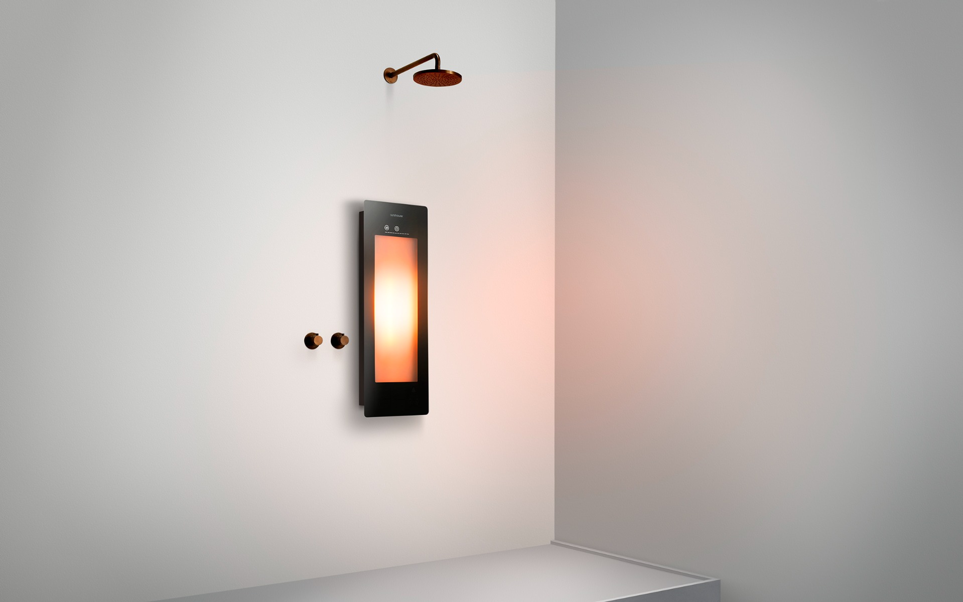 Sunshower Round One Small Black inbouw infrarood 33x95x10cm opbouw