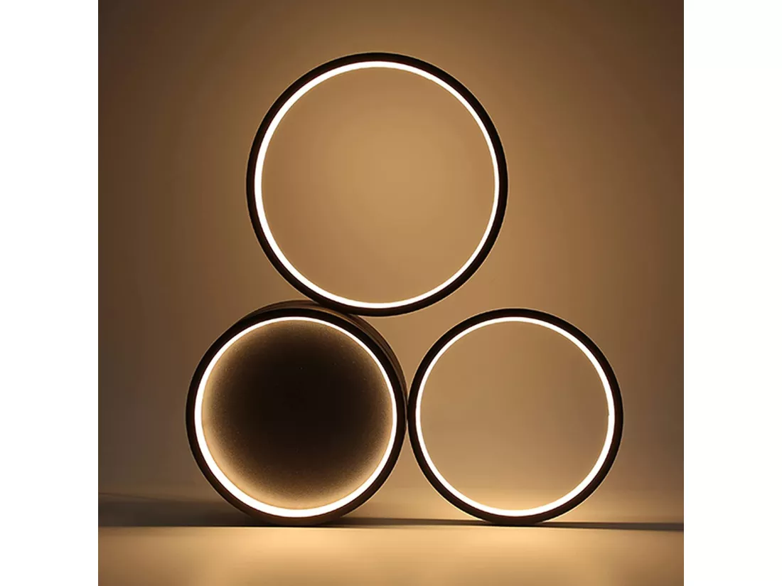 NETTLIFE Plafonnier LED 22W chambre noir blanc chaud avec 3 anneaux design décoration moderne pour salon chambre d'enfant couloir salle à manger