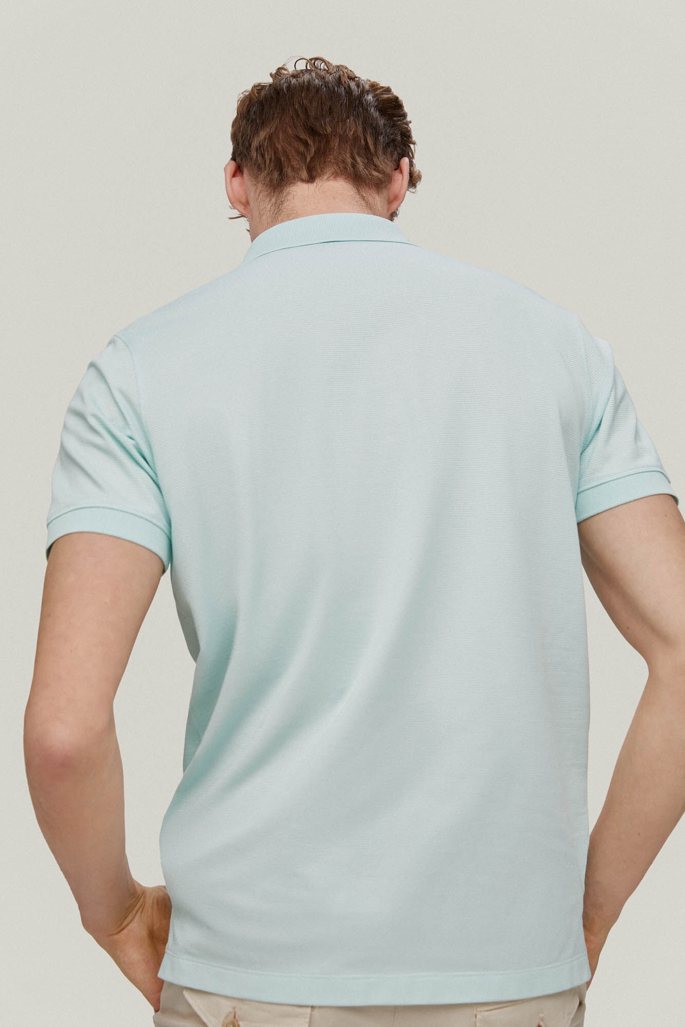 Camisa polo estruturada em jacquard - Turquesa