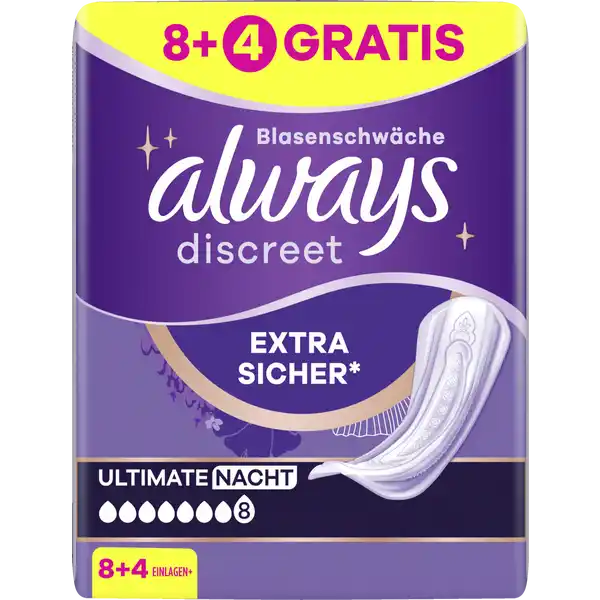 Discreet Inkontinenz Ultimate Nacht 8+4