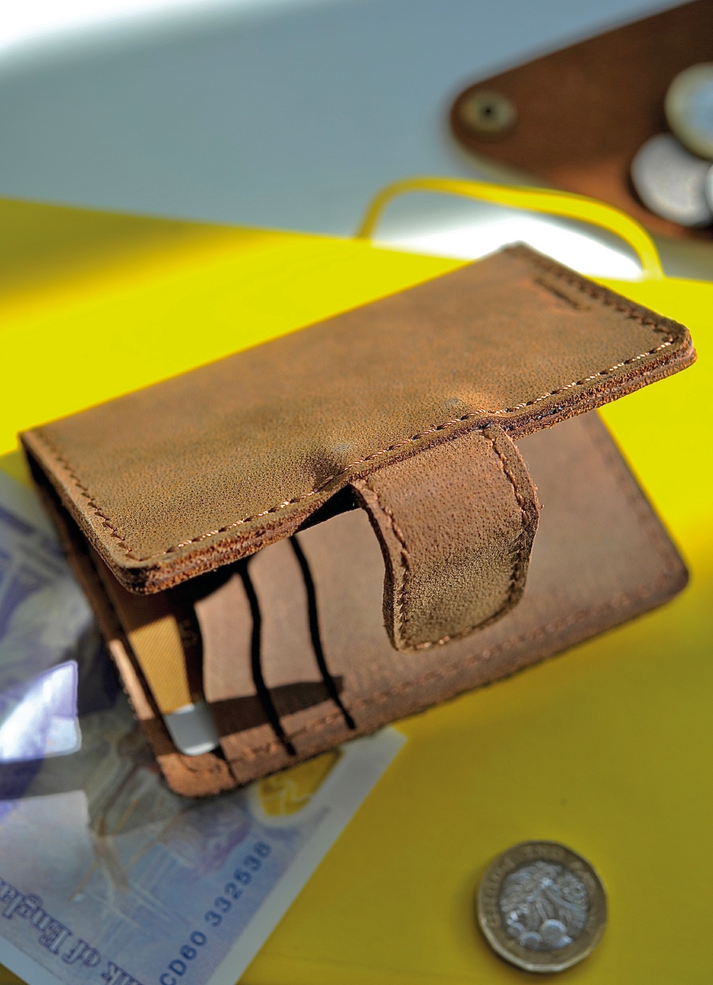 Kartenhalter aus Leder, braun, L 10 cm, B 7 cm günstig bestellen