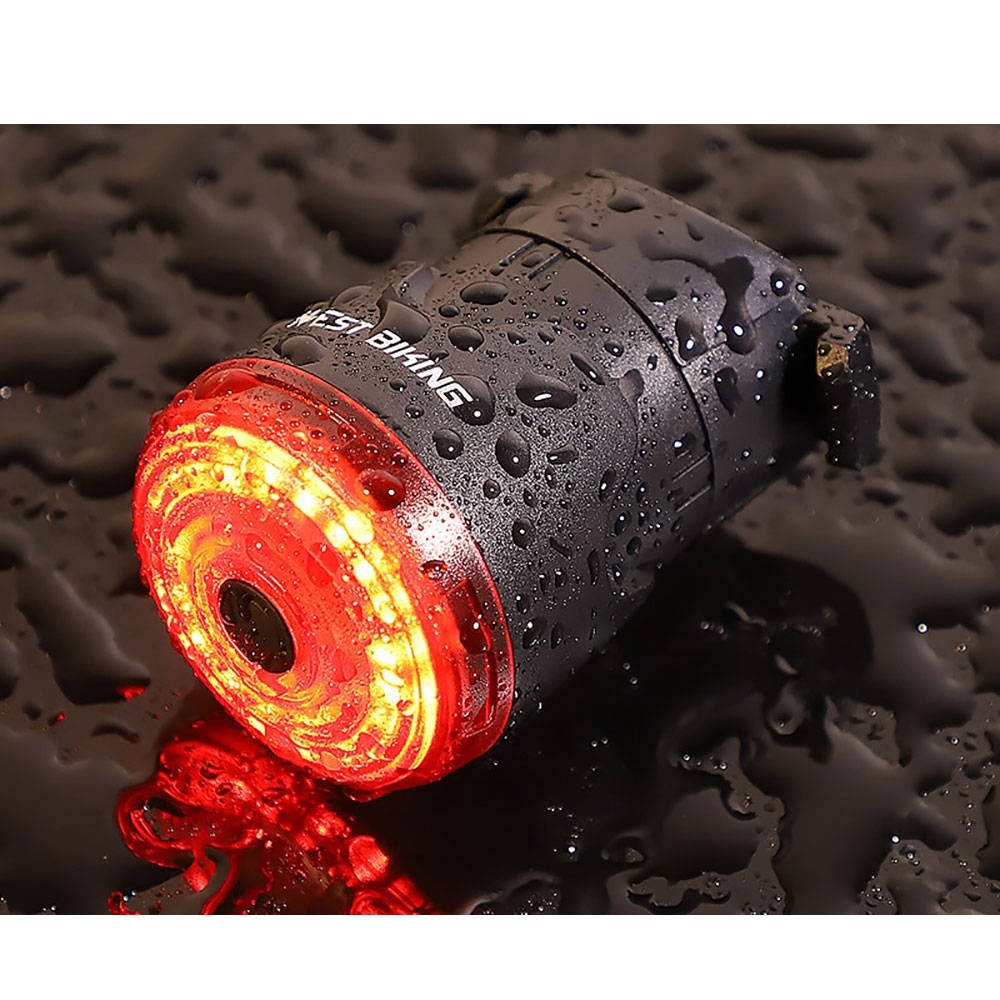 Spritzwasserfestes USB Velo Fahrrad Rücklicht LED Bremslicht Warnlicht IPX6 - Rot