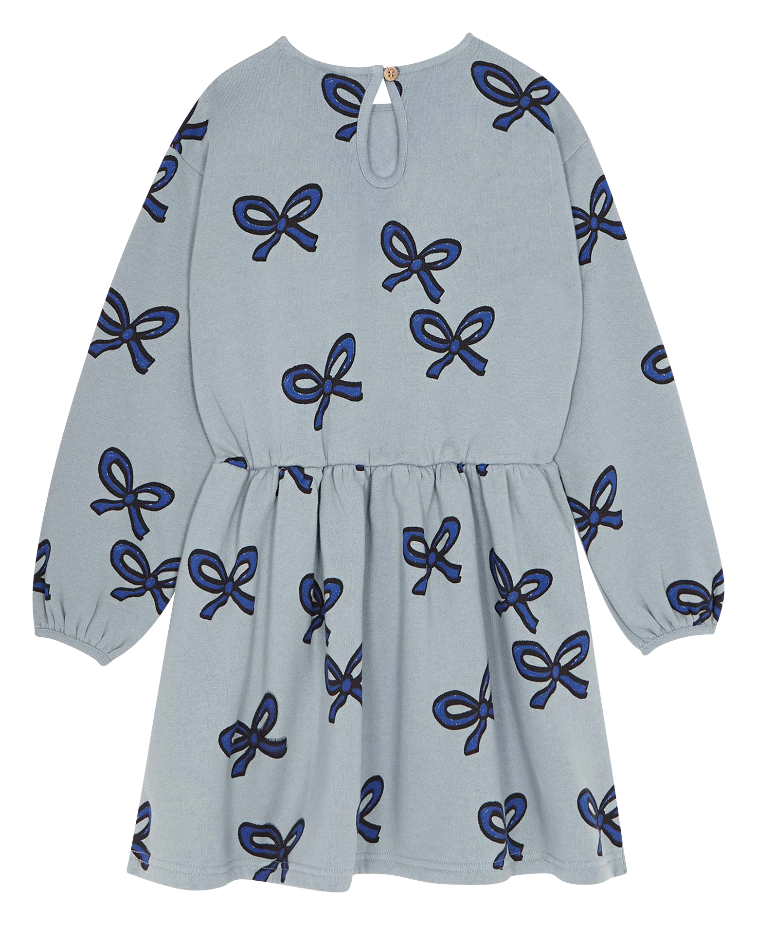 Robe courte col rond imprimée en coton| Bleu
