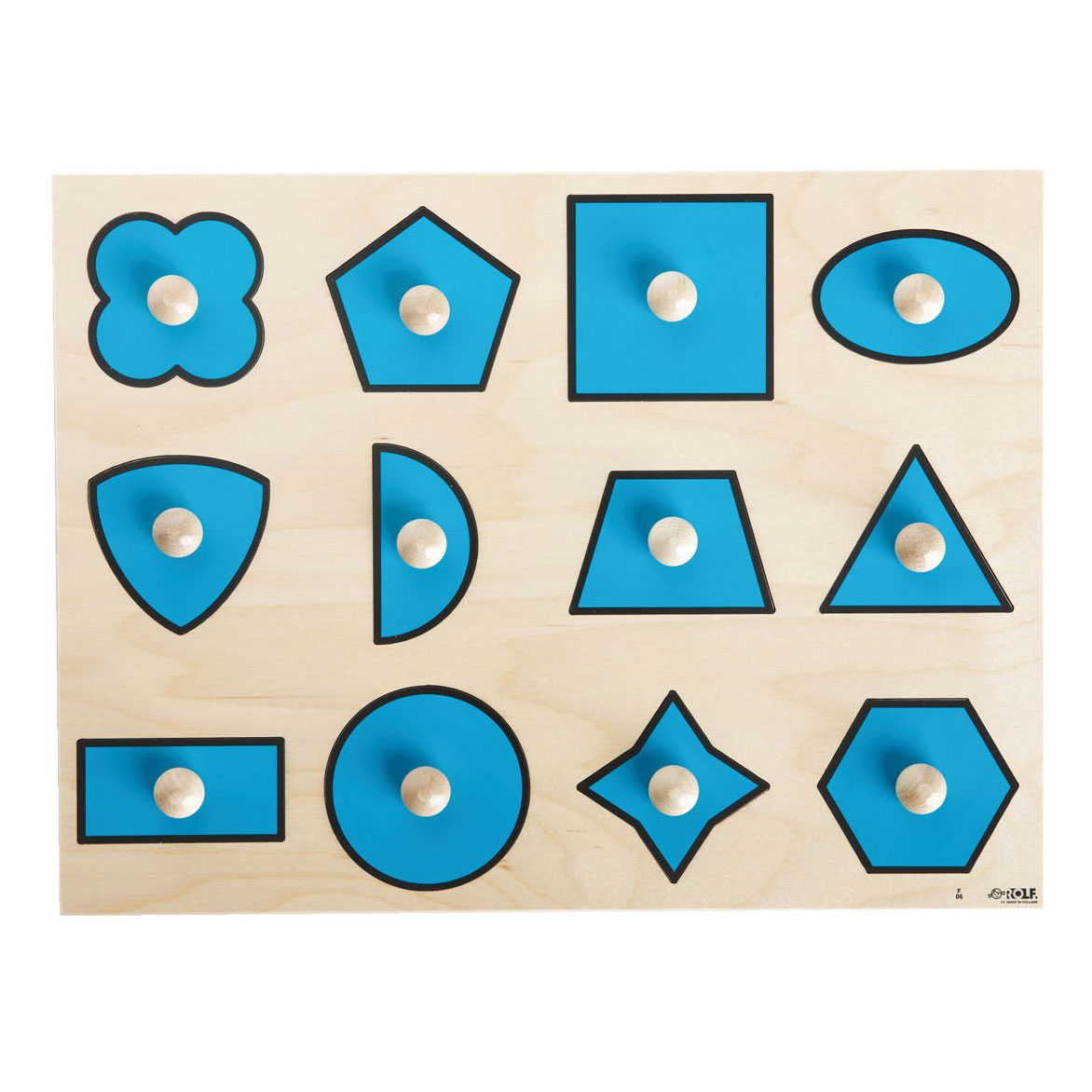 Rolf - Noppenpuzzel Hout Geometrische Vormen, 12st.