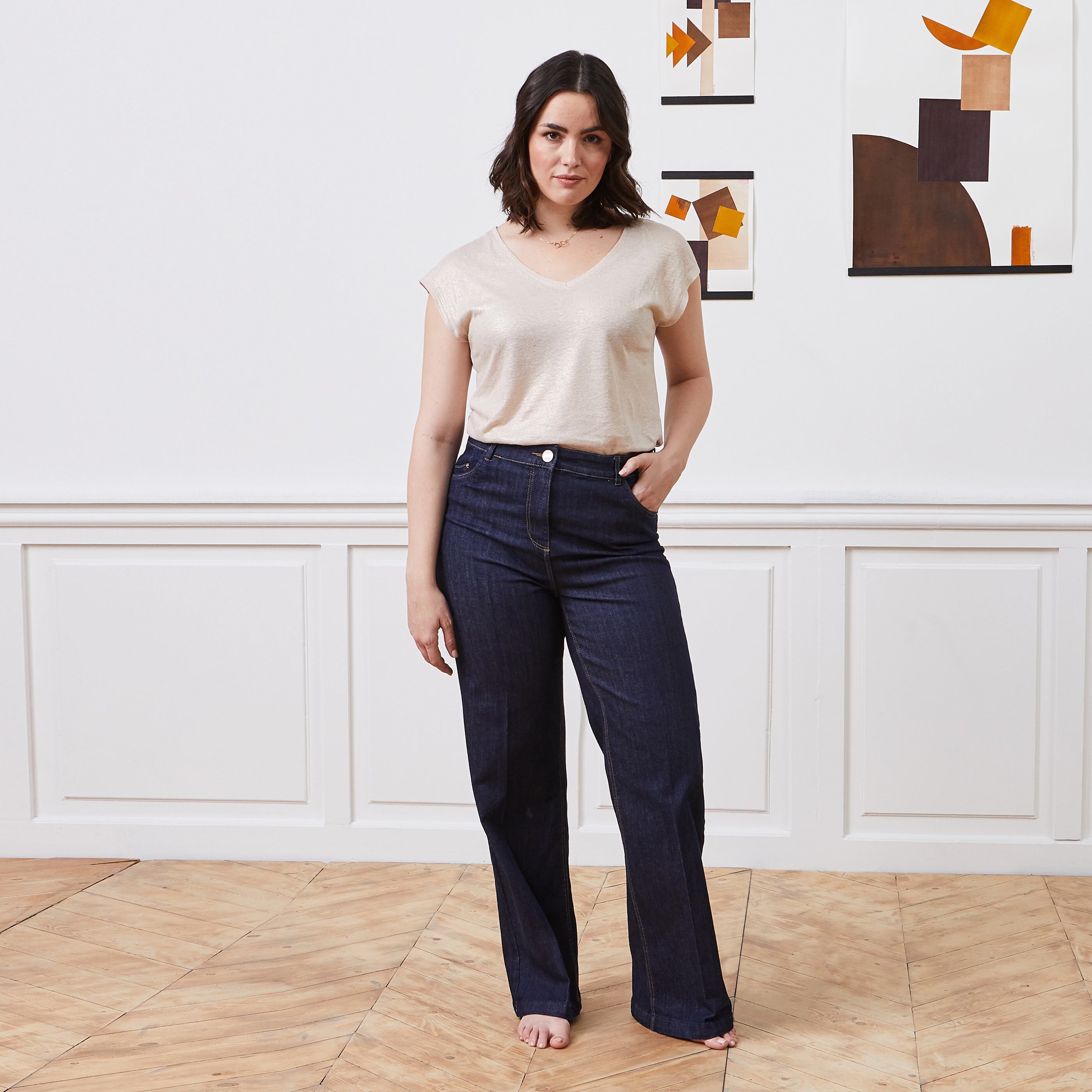 Jean large taille haute WOODSTOCK femme - BRUT