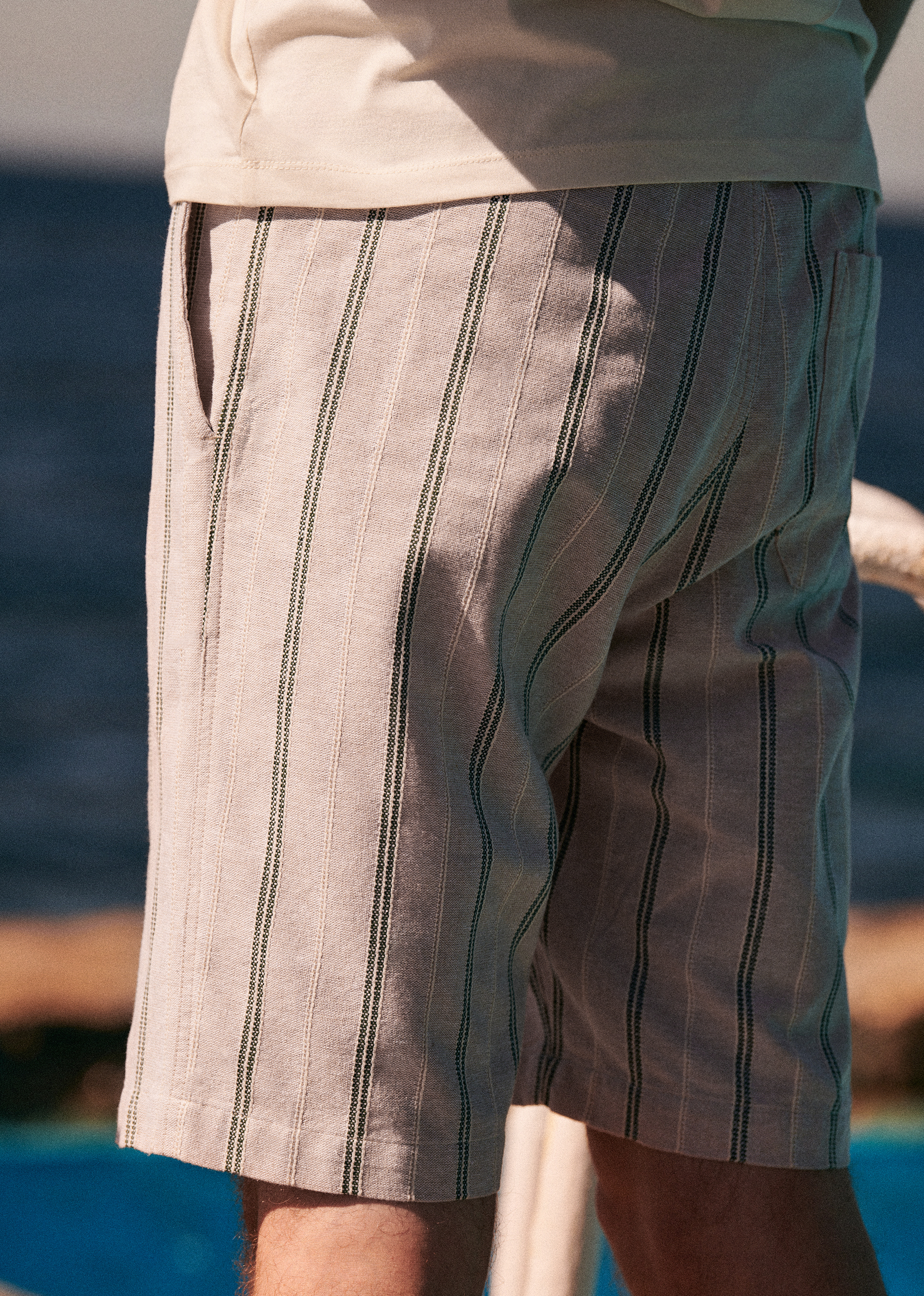 Short Reed Rayures - Écru Vert - POUR LUI 5906593