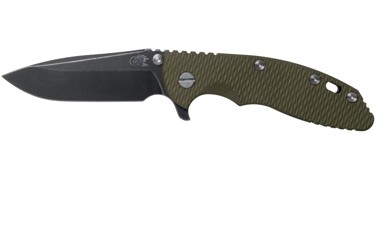 Rick Hinderer XM18 3,5” Spearpoint CPM 20CV Blackwash, Battle Black, OD-Green G10, zakmes