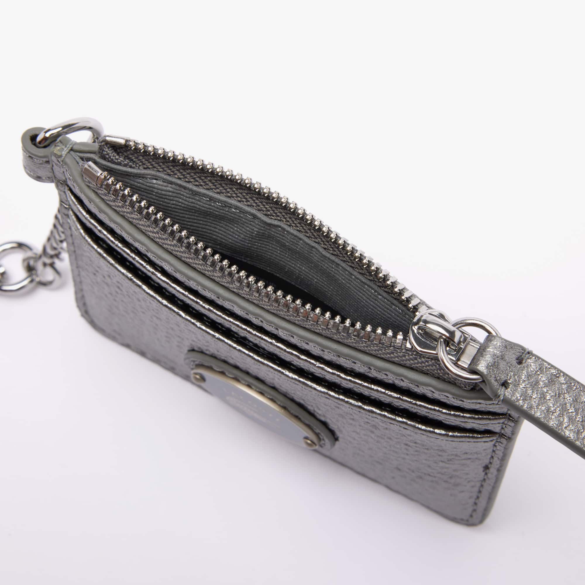 Porte-cartes femme Lacoste avec mousqueton en cuir grainé Portefeuilles & Petite Maroquinerie - Gris - Lacoste - Femme