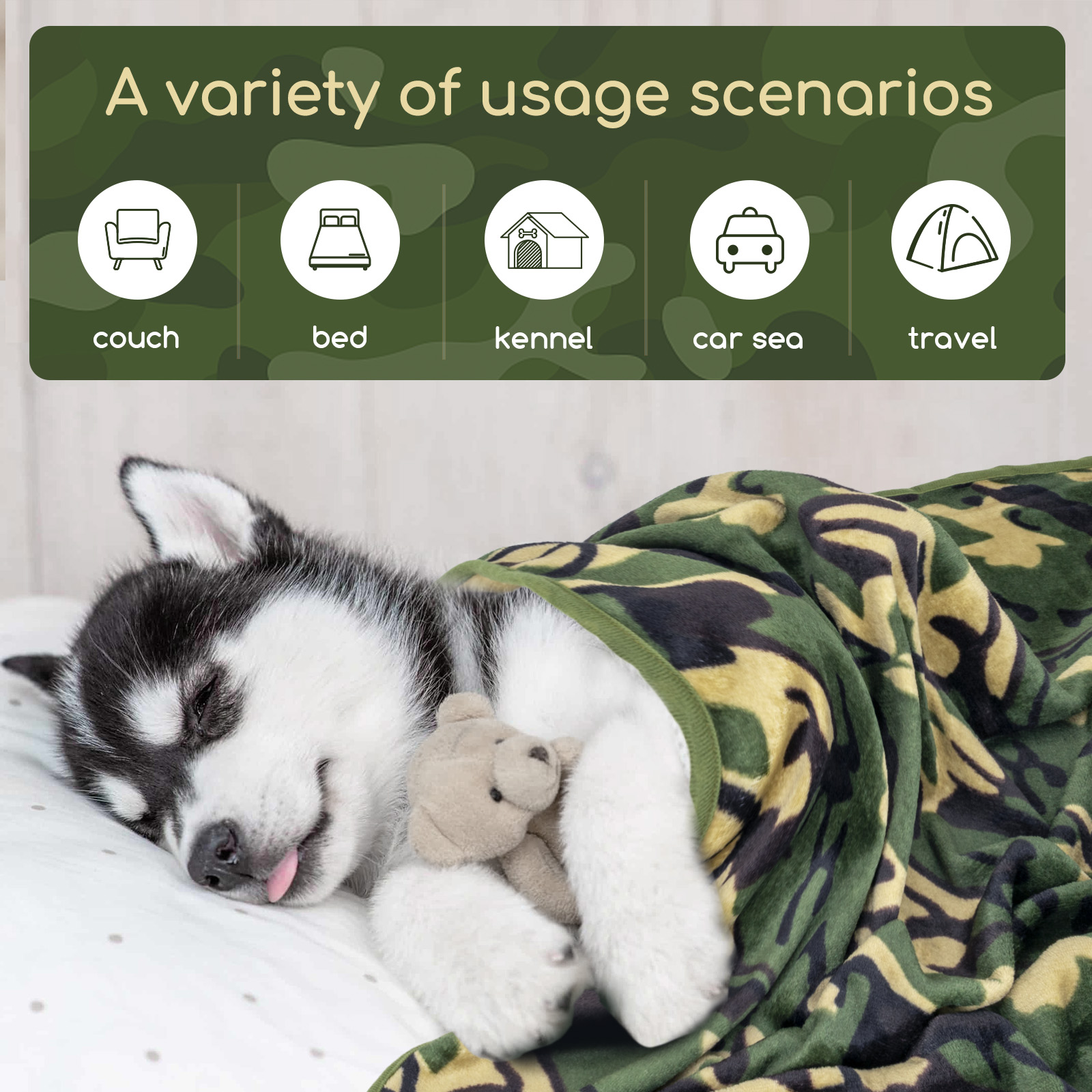 Manta de camuflagem macia Nobleza para cães