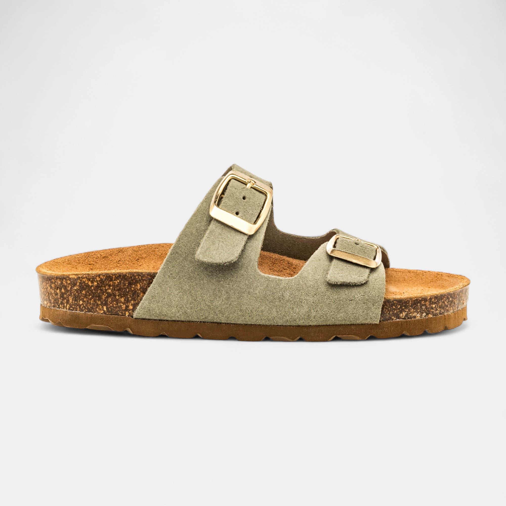 Mules semelle liège Fille en cuir vert