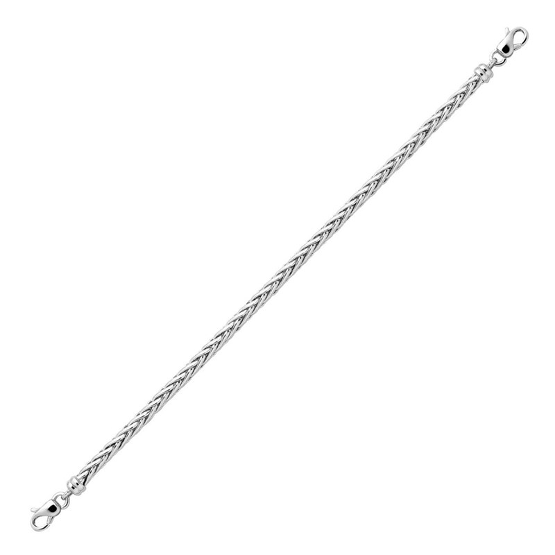 Bracelet femme 18 cm - Maille Palmier - Or  blanc 18 Carats - Largeur 4 mm