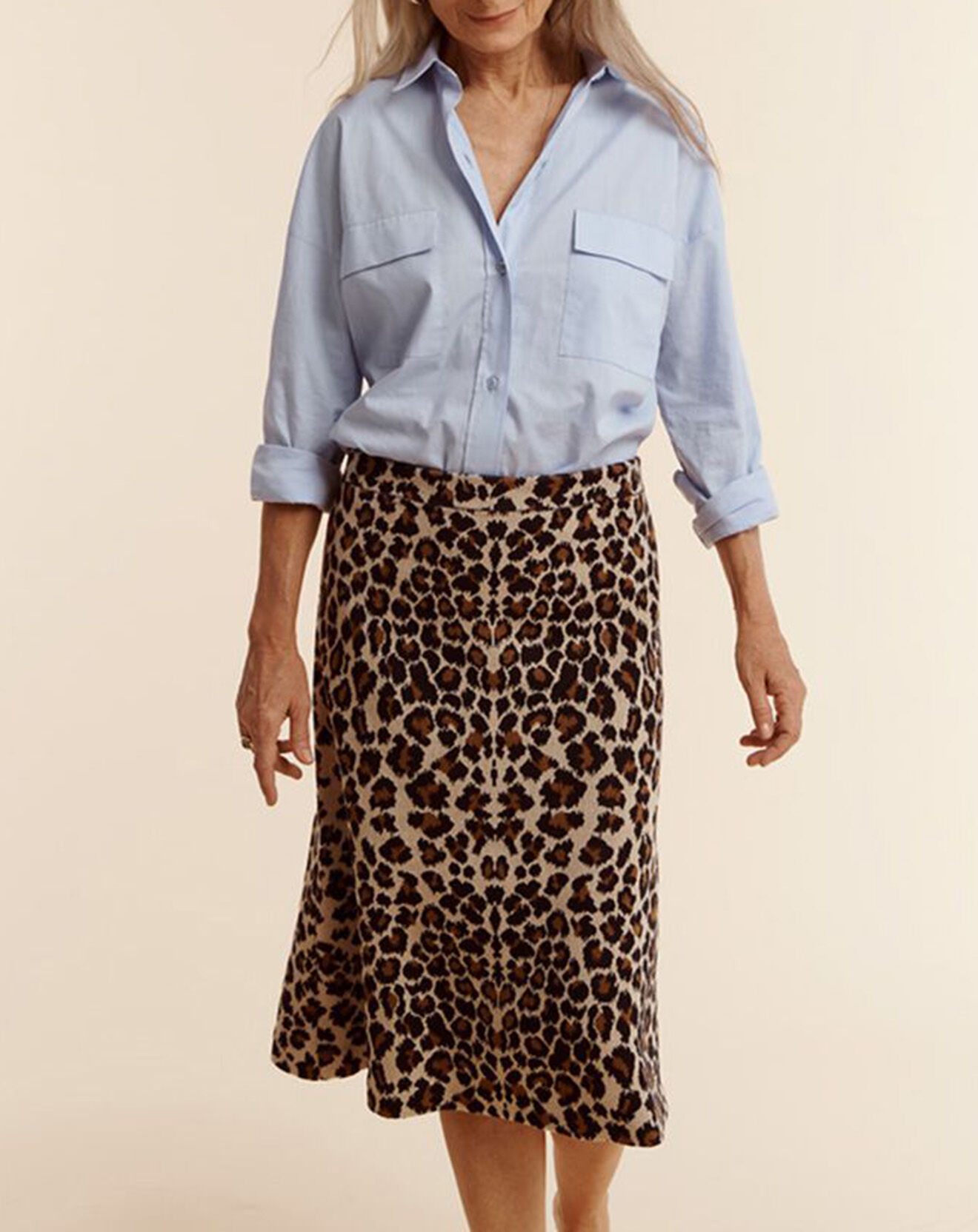 Devernois Jupe midi en Laine mélangée Impala beige/marron