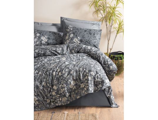 CONCEPT1 - Parure de lit housse de couette Comely 240x220cm + 2 taies 60x60 anthracite