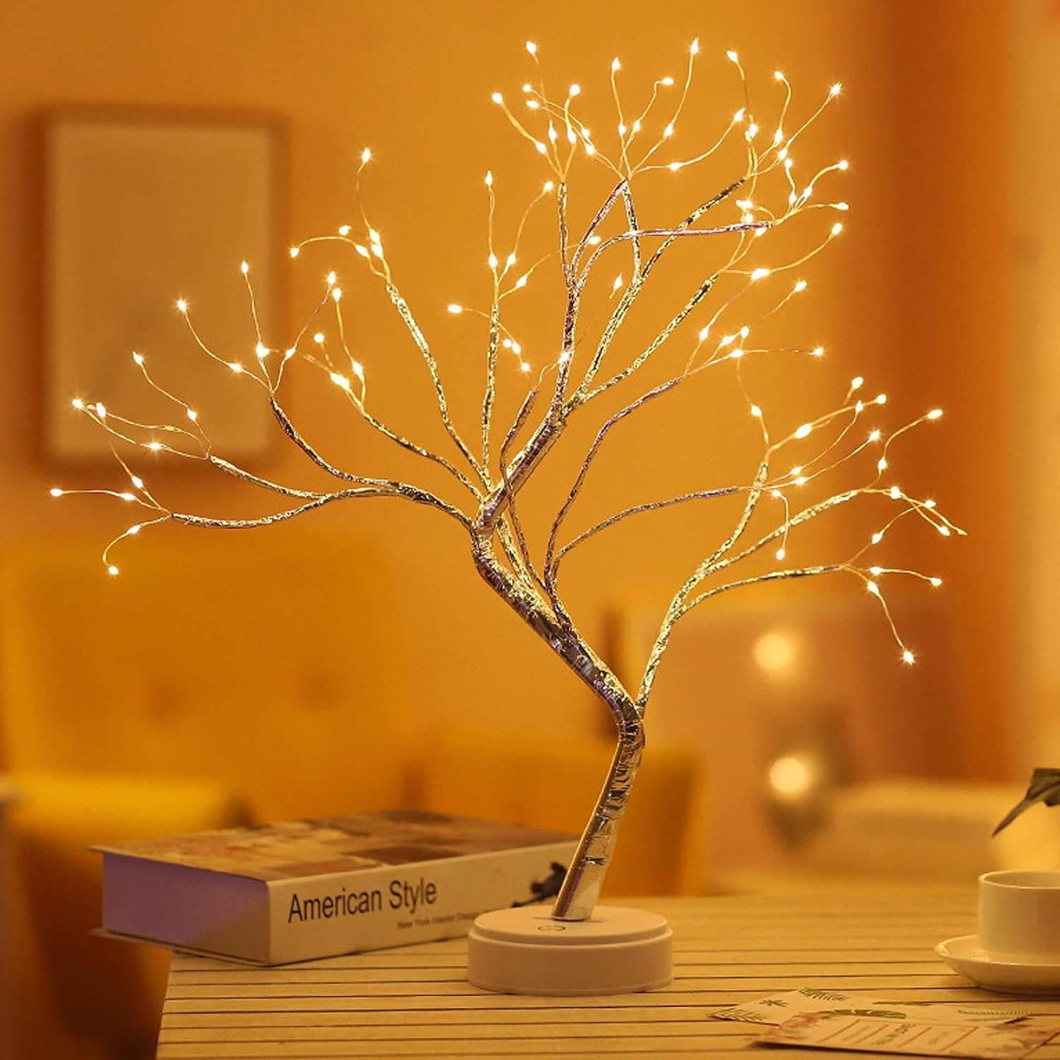 (50cm) LED Deko Bonsai Tischleuchte Baum Lampe mit verstellbaren Ästen (Batteriebetrieben/USB) - Warmweiss