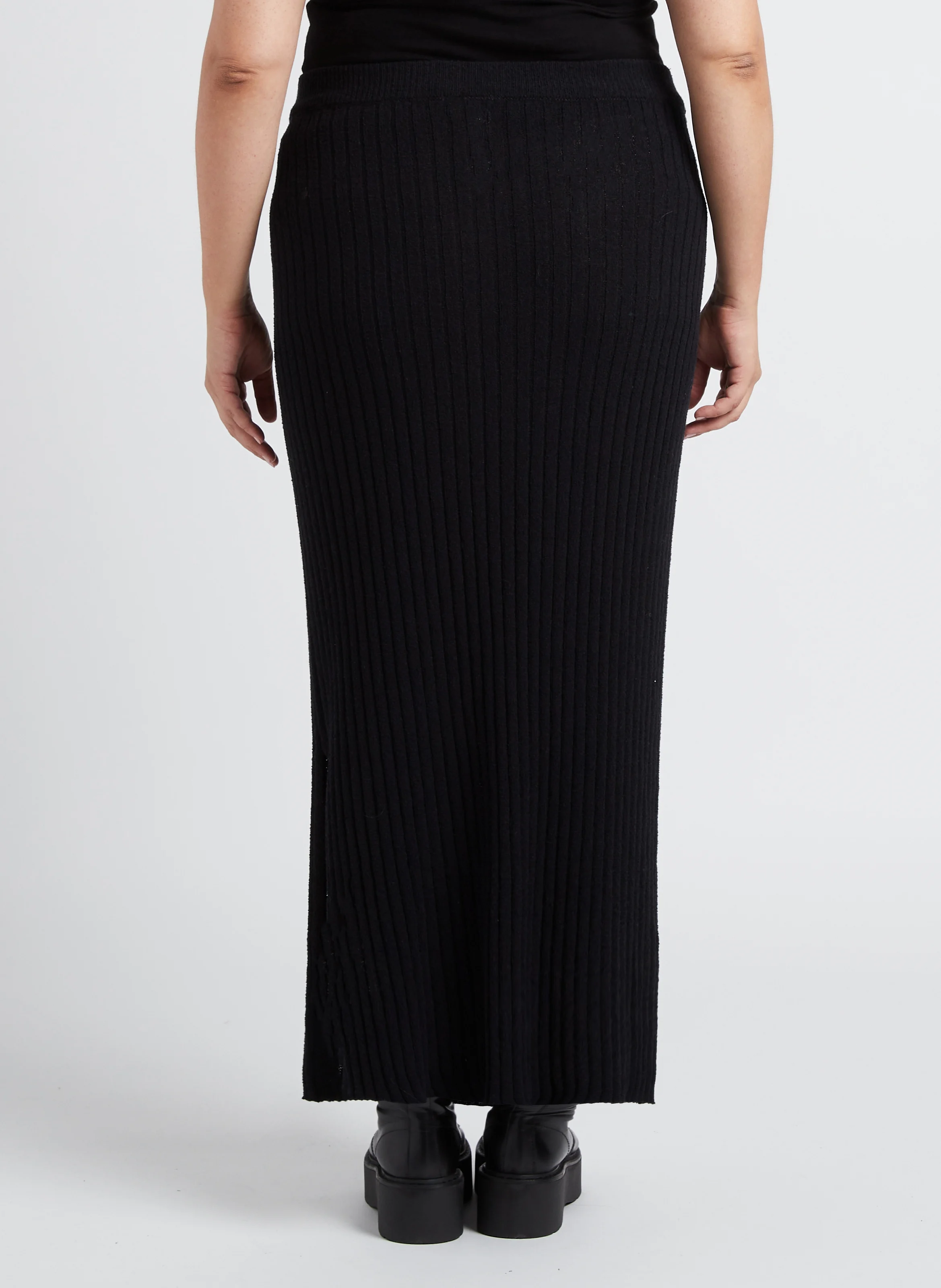 Jupe midi en coton mélangé | Noir