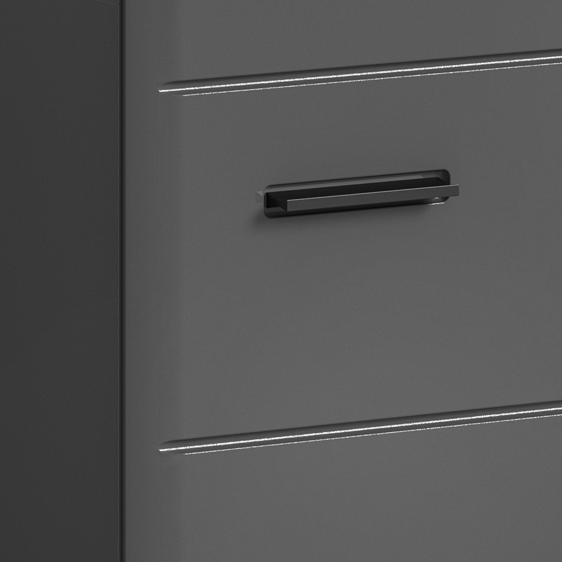 Hochschrank SOFT - grau Hochglanz - 180 cm hoch