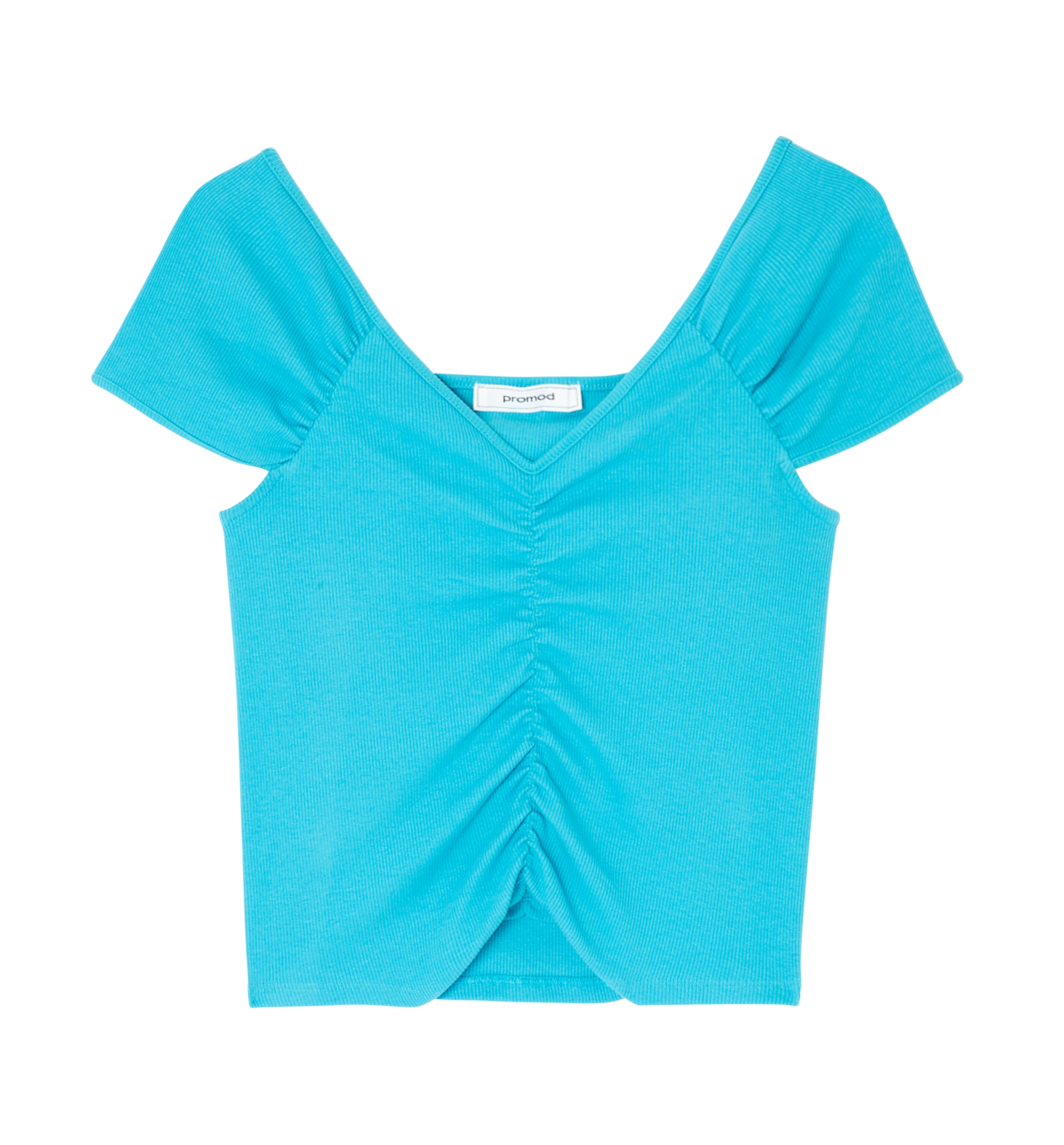 Top en jersey ctelé Femme - Turquoise