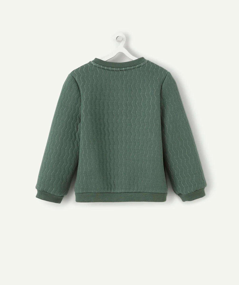CARDIGAN BÉBÉ FILLE VERT AVEC FILS COULEUR ARGENTÉE