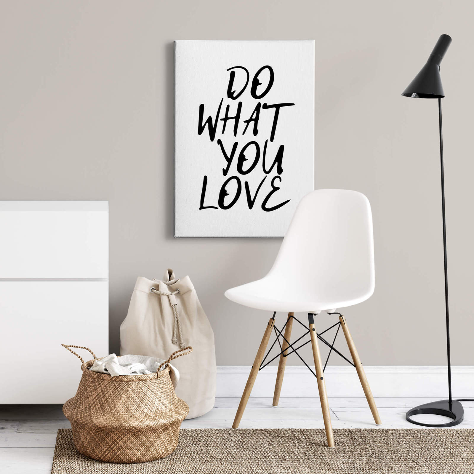 Leinwandbild DO WHAT YOU LOVE - schwarz-weiß - 50x70 cm