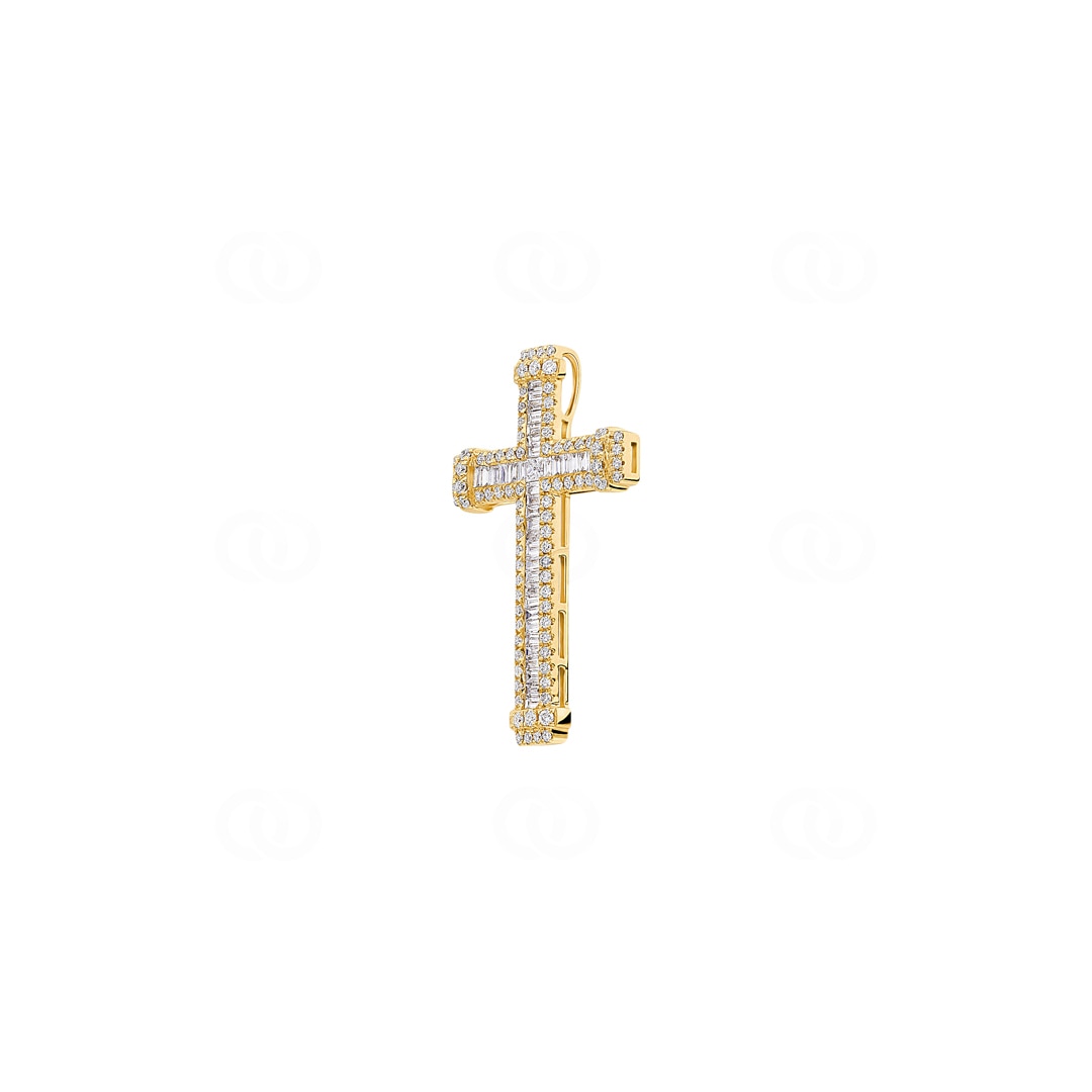 Kreuzanhänger 750/18 K Gelbgold mit Diamanten 0.87 ct H/si