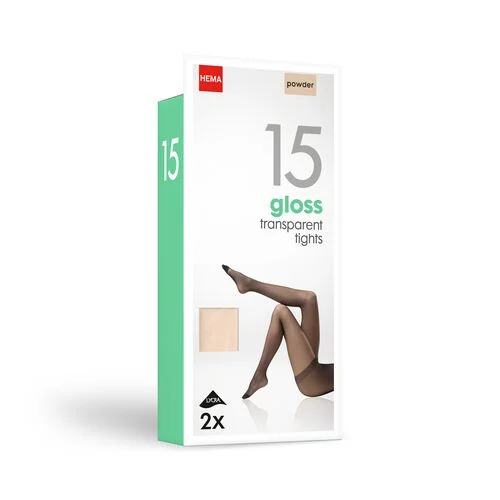 2 collants brillants 15 deniers poudre
