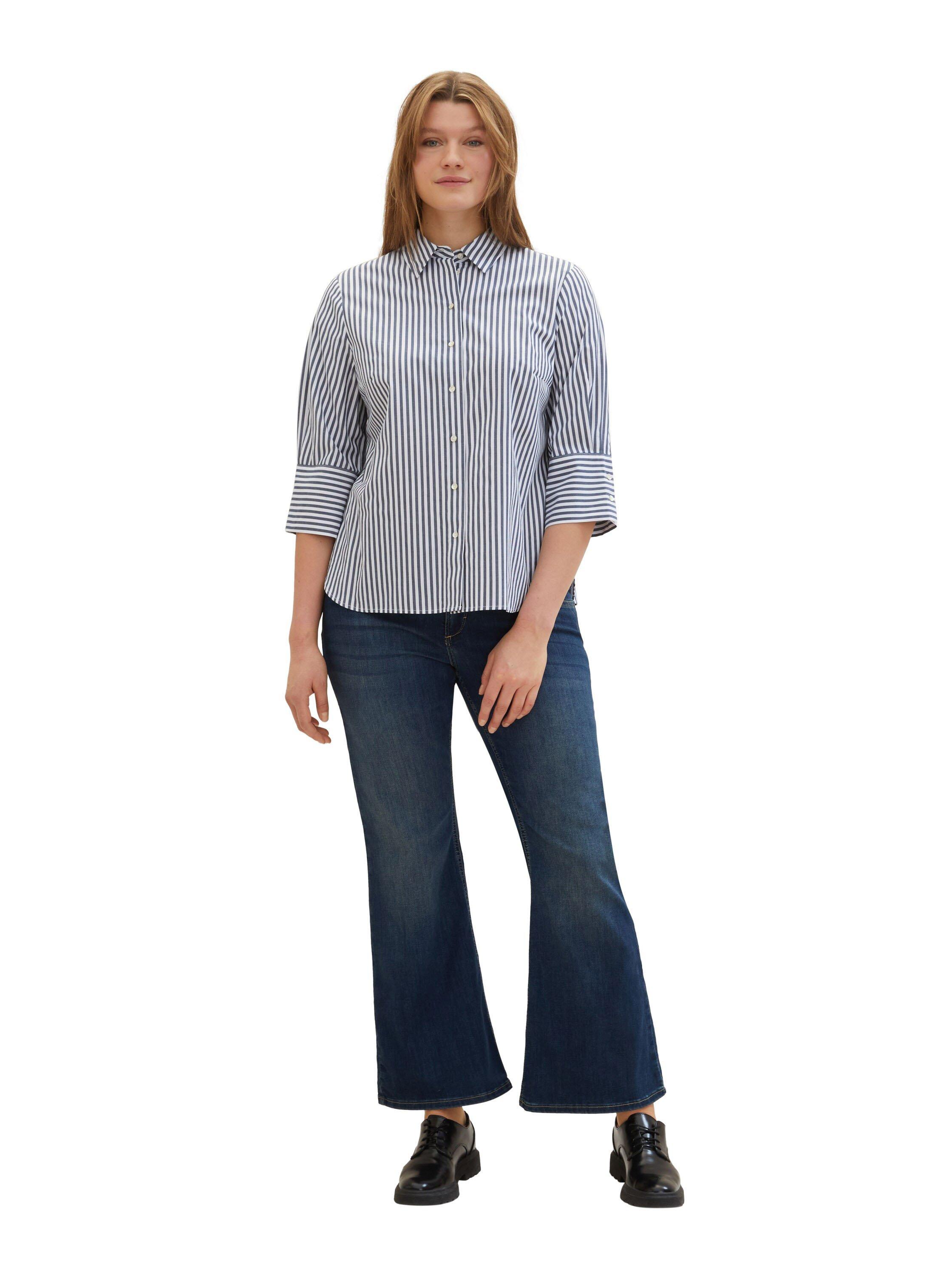 Gestreifte Bluse mit breiten Manschetten