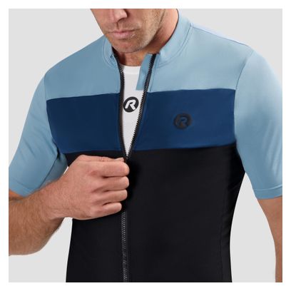 Maillot Manches Courtes Vélo Rogelli Core Block Noir/Bleu Homme