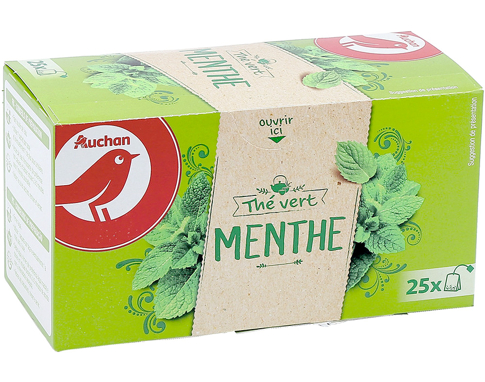 CHÁ AUCHAN VERDE HORTELÃ 25 SAQUETAS